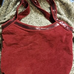 Wine colored Boho bag with sequin embellishments